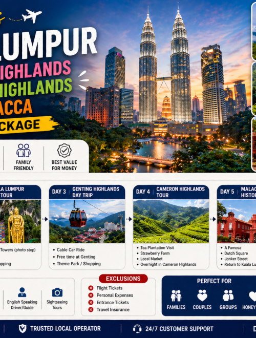 6 Days Tour Package Kuala Lumpur + Genting + Cameron + Malacca Malaysia