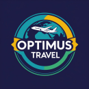 Optimus Travel Logo with Globe and Airplane